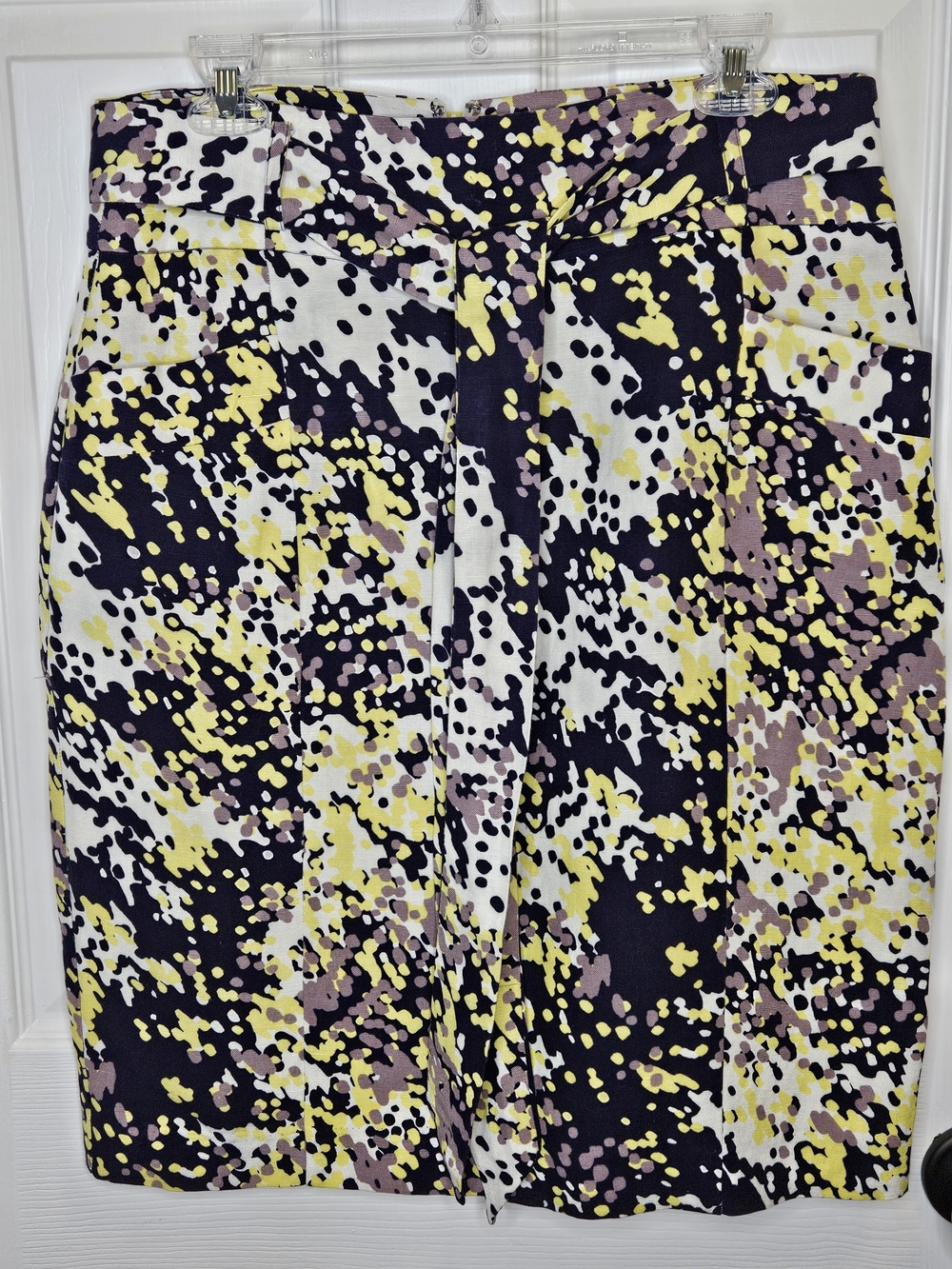 NWOT Linen Blend Pencil Skirt Multi-Color Abstract Dot Print Size 10